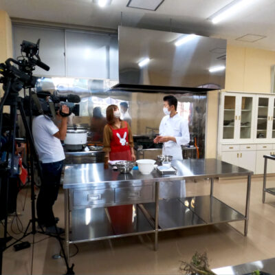 枝豆「キヨミドリ」の取材（NHK）で嘉麻市へ出張料理